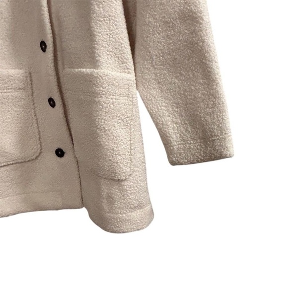 Lands' End Women's Ivory Sherpa Teddy Coat L petite Winter Overcoat - Picture 7 of 15